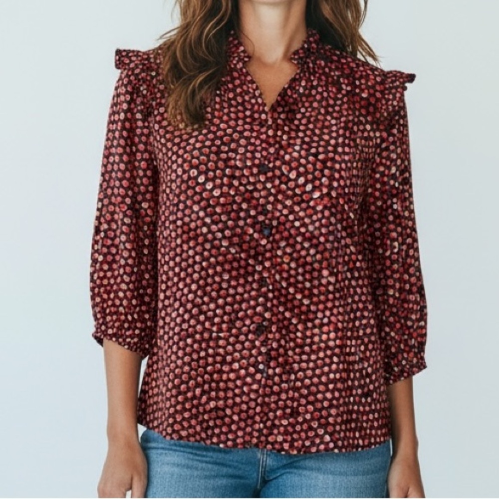 NWT G by Giuliana Green Red Pink Blouse Top Size XS